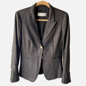 MaxMara Virgin Wool Silk Blend Grey Blazer Jacket Size US 10